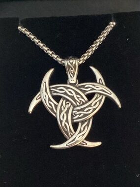 Rhona Sutton Silver Emblem Stainless Steel Pendant Necklace
